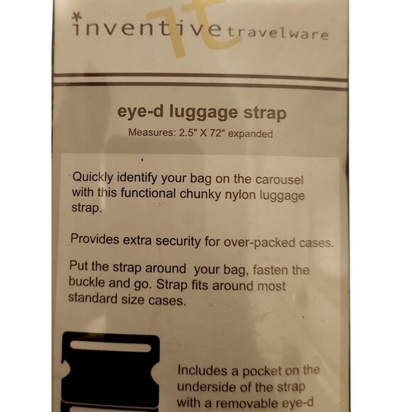 Inventive Travelware Eye-d Luggage Strap Red W/ Spellout MINE ID Holder Included - Picture 2 of 4